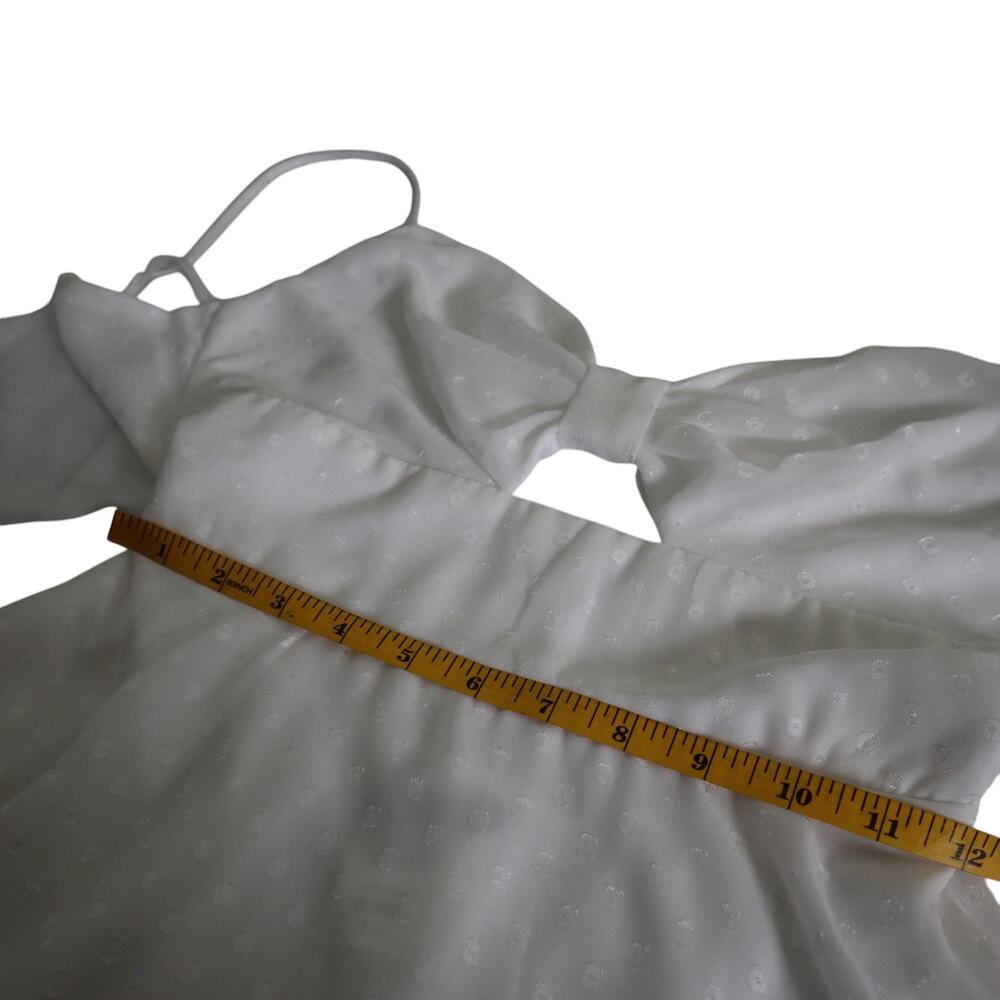 B‎ Darlin Womens Bow Mini Dress Size Small White Bridal Shower Fit Flare Layered - Picture 11 of 12